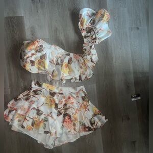 Floral Ruffle Women's Shorts Set
